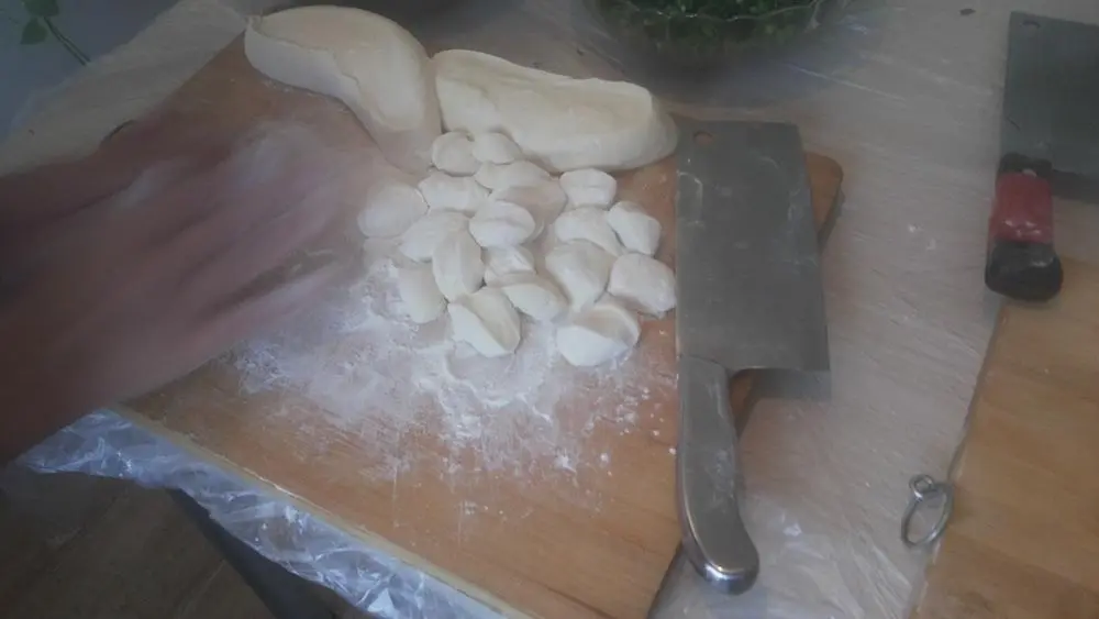 Making the dumplings